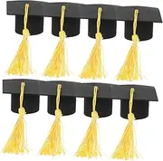Generic 8pcs Graduation Cupcake Toppers Cap Decorations with Tassels for Graduation Party Cake Decor Unique and Safe Cake Decorations for Celebration