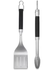 [Weber] Precision Grill Tongs & Spatula Set in Silver