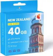 New Zealand Travel SIM Card (40 GB, 60 Days). Vodafone Data SIM Card W/Unlimited