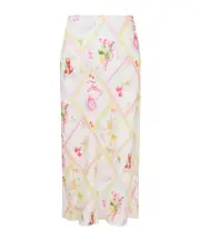 fruit-print bias-cut skirt L,M White