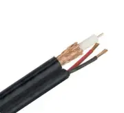 RG6 Siamese Coax Cable 18/2 Bare Copper Power Wire CCTV Camera - Black - 1000FT