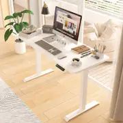 Advwin Electric Standing Desk Motorised Sit Stand Desk Ergonomic Stand Up Desk With 140 X 60cm Splice Board White Frame