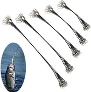 50 PCS Steel Leader, Wire Traces Pike Fishing 5 Size, Anti-Bite Fishing Leaders, Pike Accessories with Swivel and Carabine, Wire Trace for Salt Water Freshwater