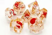 Old School 7 Piece DnD RPG Dice Set: Infused - Santa Claus