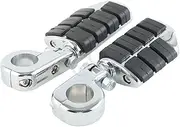 Universal 1.25" 32mm Engine Guard Crash Highway Bar Foot Pegs Footrest Mount Clamp Compatible With Harley Compatible With Suzuki Compatible With Yamaha Sportster Dyna(Silver)