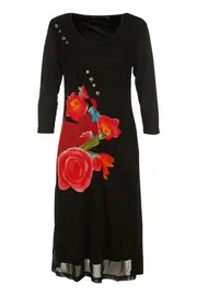 Button Trim Dress--COR-VCD11797