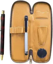 Compact Zipper Pen Case, Metal Touch Stick Silver and NQ30 Wide Shaft Metal Straight Knock Ballpoint Pen Set, Marble S-ALST-NQ30B-M