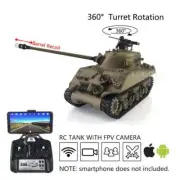 HengLong 1/16 7.0 M4A3 Sherman RC IR BB Tank 360° Turret 3898 FPV Barrel Recoil