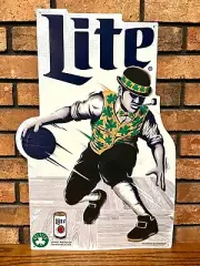 Boston Celtics Miller Lite NBA Tin Beer Bar Sign Lucky Leprechaun 23.5" X 16"