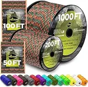 TECEUM Paracord Type III 550 Mixed Camo – 100 ft – 4mm – Tactical Rope MIL-SPEC – Outdoor para Cord –Camping Hiking Fishing Gear and Equipment – EDC Parachute Cord – Strong Survival Rope
