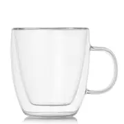Double Wall Insulated Glass Tea Coffee Cup Drinking Mug With Handle