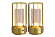 2Pack Cordless LED Table Lamp Portable USB Rechargeable Desk Light 3 Color Stepless Dimmable Night Lamp Used in Bedrooms Bars Coffee Shops Camping Gold