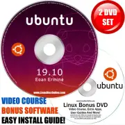 Ubuntu 19.10 Eoan Ermine 64-bit Linux Live Install DVD For PC Mac + BONUS DVD