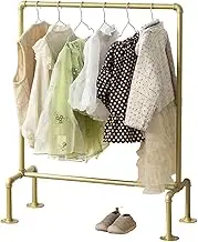 DOFURNILIM Kids Pipes Dress up Racks, Kids Clothing Racks, Child Garment Racks, Hanging Clothes Rod Storage Shelf Organizers Shelves Shelving, Gold Metal