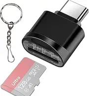 Leizhan Type C Micro SD/TF Card Reader with Keychain, USB C to Micro SD SDHC SDXC OTG Memory Reader, Type C Card Reader Adapter Compatible for Mac Windows Lixus Samsung Galaxy Note 20 S20, Black
