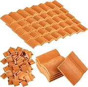 Roof Tiles Model Building Set - Miniature Dollhouse Shingles for DIY Kitchen Garden Diorama Landscape Accessories (Red, 100 Pieces)