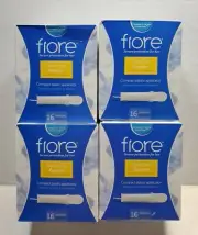 4 Boxes Fiore Tampons Regular Unscented Compact Plastic Applicator 16 Per Box