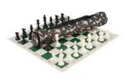 Quiver Chess Set Combination - Solid Plastic - Desert Camo Bag / Green Board
