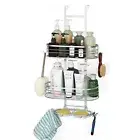 Metal Over Shower Door Caddy, Hanging Bathroom Storage Organizer w/Hooks Baskets