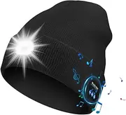[Fostex] Bluetooth Beanie for Men,Bluetooth Hat with Light,Beanie with Headphones,Music Hat and Built-in Speaker Mic, Christmas Birthday Gifts for Men Dad Mom Women Black, Black, 0-1, Black, 0-1