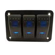 Car 3 Gang Toggle Rocker Switch Panel ON-OFF Boat Marine Truck Blue LED Aluminum (for: Volvo)