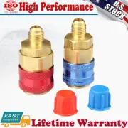 2Pcs HVAC High/ Low Quick Coupler Connector Adapter Auto A/C Manifold Gauge Kits