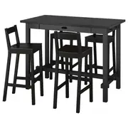 NORDVIKEN / NORDVIKEN bar table and 4 bar stools, black/black