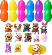 Easter Eggs Plush Animals, 12x Stuffer Stuffed Plushies, Pre Filled Holiday Dolls, Soft Animal Plush Toys, Easter Basket Stuffers for Kids, Boys Girls