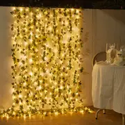 10M 100 LED Battery Operated Ivy Vine Fairy String Light Garden Outdoor Wall - Two-Color Maple Leaf