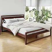 Artiss Queen Bed Frame Platform Wooden Timber Frames Beds Base Bedroom Room Decor Home Furniture for Kids, Toddler and Adult, Modern Design with Storage Space Walnut