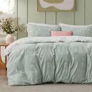 Cover Queen Size - Reversible Floral Duvet Cover Set with Zipper Closure, Green