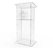 Plexiglass Clear Christian Lucite Church Pulpit Conference Lectern Cross Podium