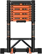 6M/ 20ft Folding Telescoping Ladder, Mighty Aluminum Telescopic Extension Ladder for Indoor Loft, Rooftops & Outdoor Building Maintenance