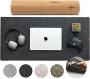Nordik Large Felt Desk Mat - Charcoal - 89 x 43 cm - Full Desk Keyboard Mat - Computer Desk Mat for Keyboard and Mouse Pad - Desktop Mat - Felt Desk Pad