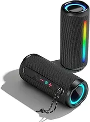 Bluetooth Speakers, 16W Loud Stereo Portable Wireless Speaker, IPX5 Waterproof Shower Speakers with Bluetooth 5.3, Deep Bass, Cool RGB Light, True Wireless Stereo for Home, Outdoor, Party, Beach