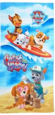 Paw Patrol "SEASIDE FUN" 28"×58" Cotton Beach Towel CHASE, MARSHALL, RUBBLE, B14