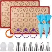 Silicone Baking Mat Macaron Mat Kit(16Pcs Set) Macaroon Baking Mat Set of 2 Half