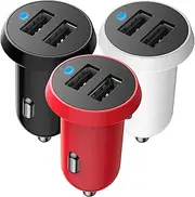 Car Charger 3 Pack USB Cigarette Lighter Mini Dual USB Powerdrive 2 Port 5V 3.1A Car Adapter for iPhone 15/14/13/12/11 / XR / 8S / 8 Plus / 7S / 6 / iPad Air/Mini/Pro