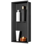 Wall Shelves Storage Shelf Bathroom Black Niche 12"x24"x4"stainless Steel Shower