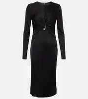[Versace] Versace Safety Pin gathered jersey midi dress AU 20 black