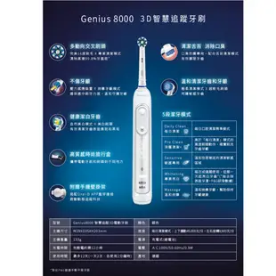 歐樂B 3D電動牙刷 Genius8000 1入組 牙齒保養 5段潔牙模式 電動牙刷 牙刷 牙齒清潔【立赫藥局】