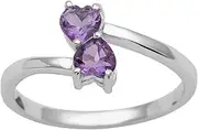 [Shine Jewel] Designer Heart Shape Amethyst Gemstone 92.5 Sterling Silver Wedding Ring
