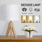 Bedside Table Lamp Wooden Farmhouse Nightstand Light 3 Color Mode Bedroom Office