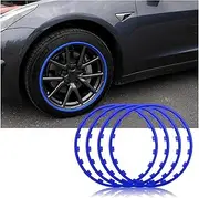 18/19/20 Inch Car Rim Edge Protection Ring and Tire Protection Decoration. Compatible for Tesla Model 3 Y 2017-2022 (Color : Blue 19inch)
