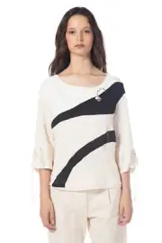 ELISA CAVALETTI Sweatshirt 3/4 Arm weiß/schwarz Gr. L ELP245048706