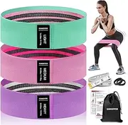 Fabric Resistance Bands for Working Out, 3 Level Non-Slip Booty Bands for Women and Men, Loop Exercise Bands Set for Leg and Glutes, Hip Elastic Bands for Home and Gym Fitness, Yoga, Pilates