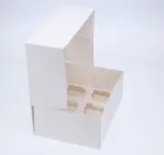 6 Regular Tall Cupcake Boxes with Clear Window - Gloss White