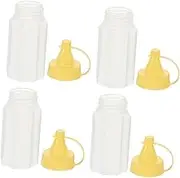 GANAZONO 4pcs Transparent Squeeze Bottles for Condiments Jam Ketchup Salad Dressing Dispenser Portable Sauce Squeeze Bottles for Outdoor and Kitchen Use