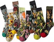 [Alafime] 8 Pairs Sheer Socks for Women Vintage Embroidered Floral Socks Coquettish Aesthetic Mesh Socks Y2K Teen Fulle Socks