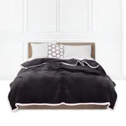 SOGA Dark Grey Throw Blanket Warm Cozy Double Sided Thick Flannel Coverlet Fleece Bed Sofa Comforter